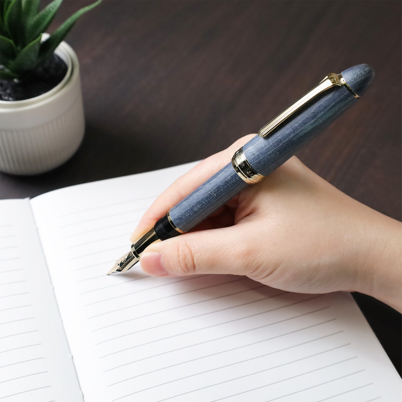 Sailor 1911 Large Fountain Pen Hard Maple Limited Edition Indigo Medium Fine