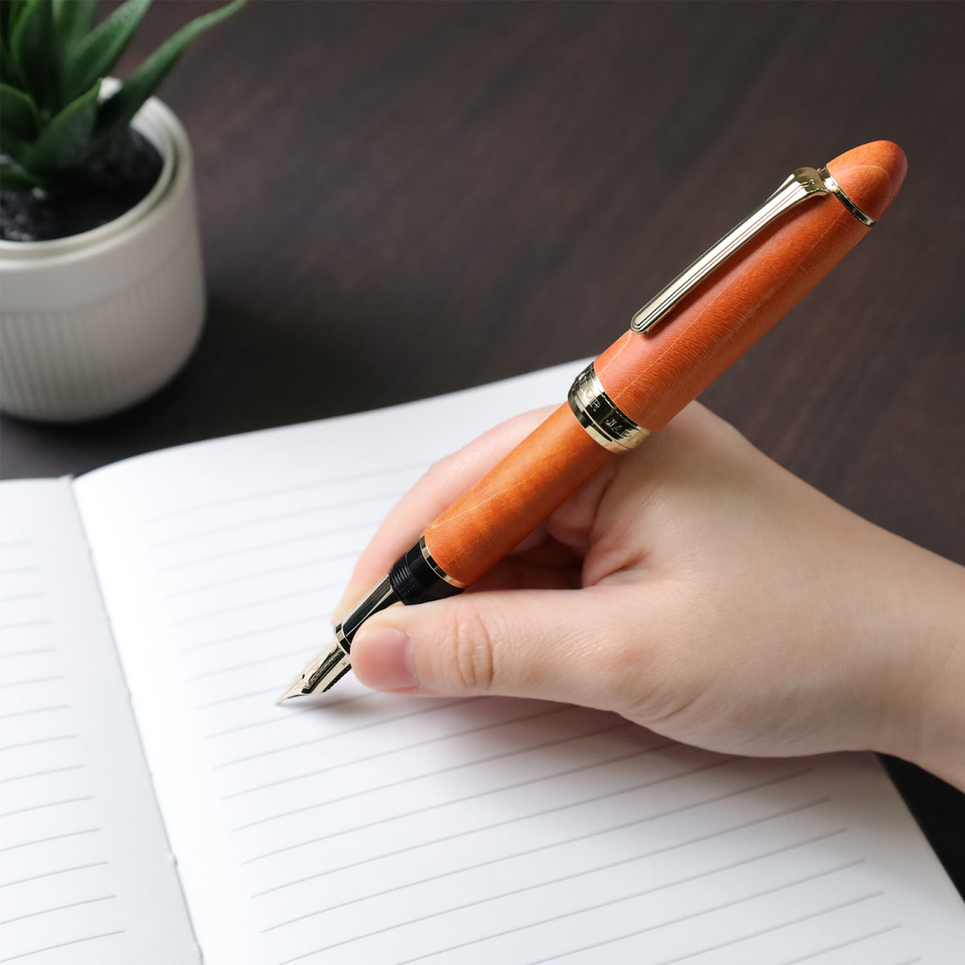 Sailor 1911 Large Fountain Pen Hard Maple Limited Edition Vermilion Medium Fine