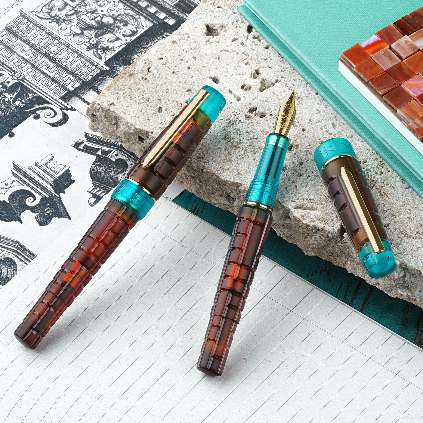Benu Tessera Fountain Pen Ribbon Turquoise