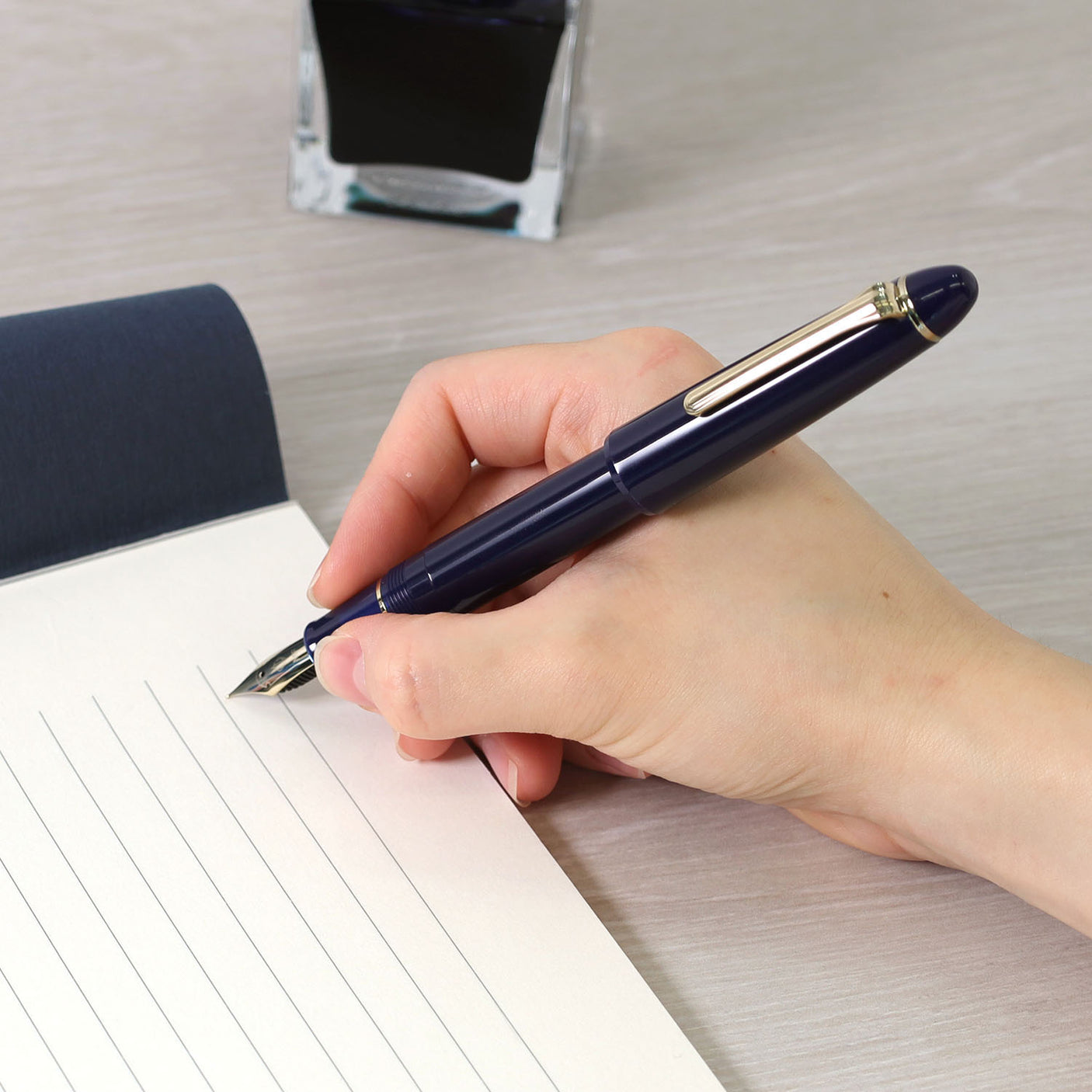 Sailor 1911 Large Casual Fountain Pen Muted Blue with Gold Trim Steel Nib