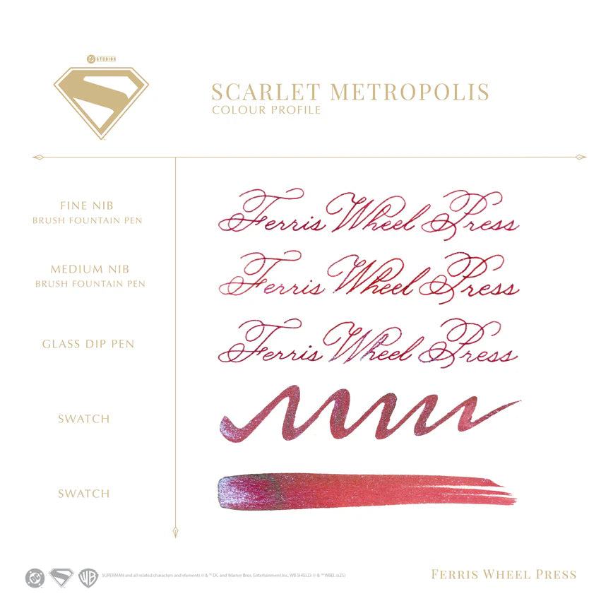 Ferris Wheel Press Superman Fountain Pen Ink 10ml Scarlet Metropolis