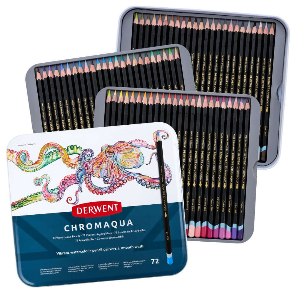 Derwent Chromaqua Watercolour Pencil Tin of 72