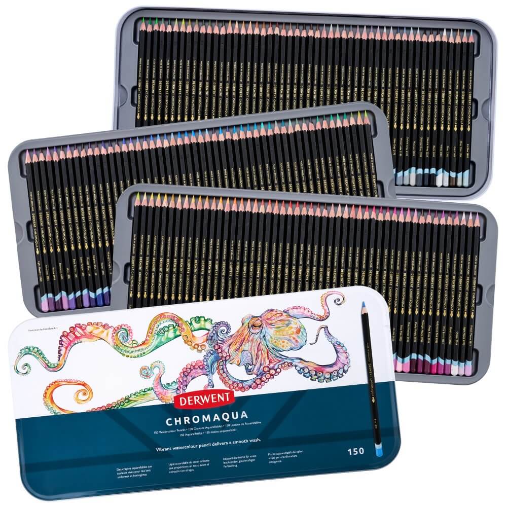 Derwent Chromaqua Watercolour Pencil Tin of 150