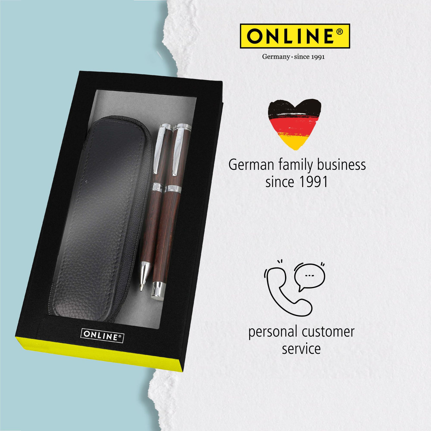 ONLINE Blackwood Fountain Pen Ballpoint and Leather Case Gift Set