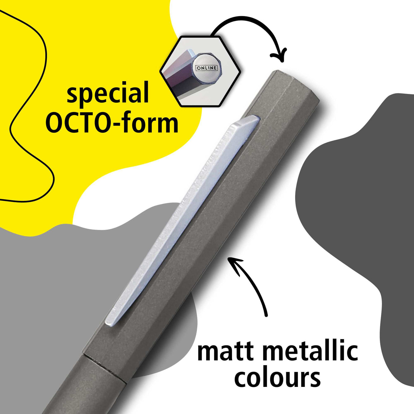 ONLINE Octopen Aluminum Ballpoint and Leather Case Gift Set Grey