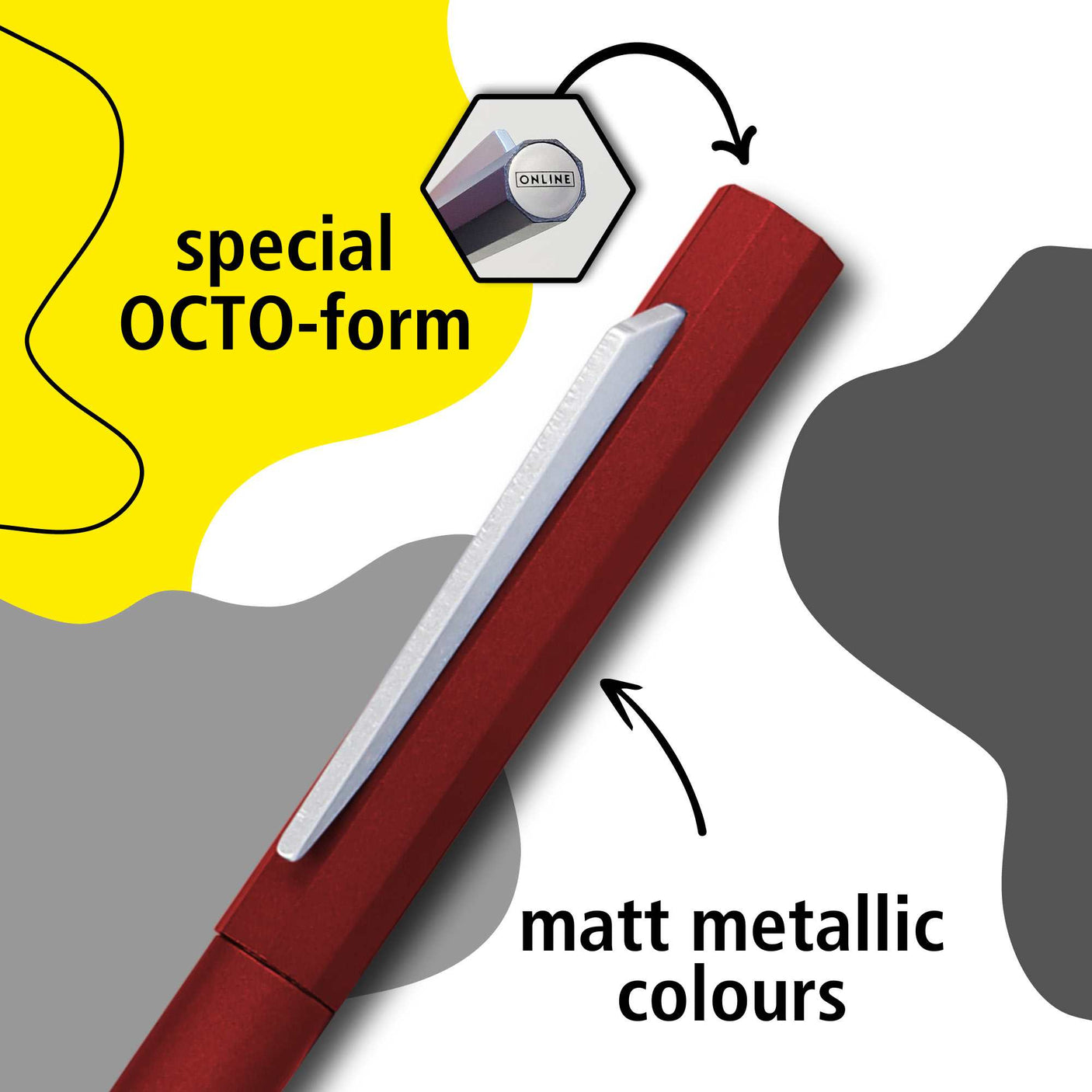 ONLINE Octopen Aluminum Ballpoint and Leather Case Gift Set Red