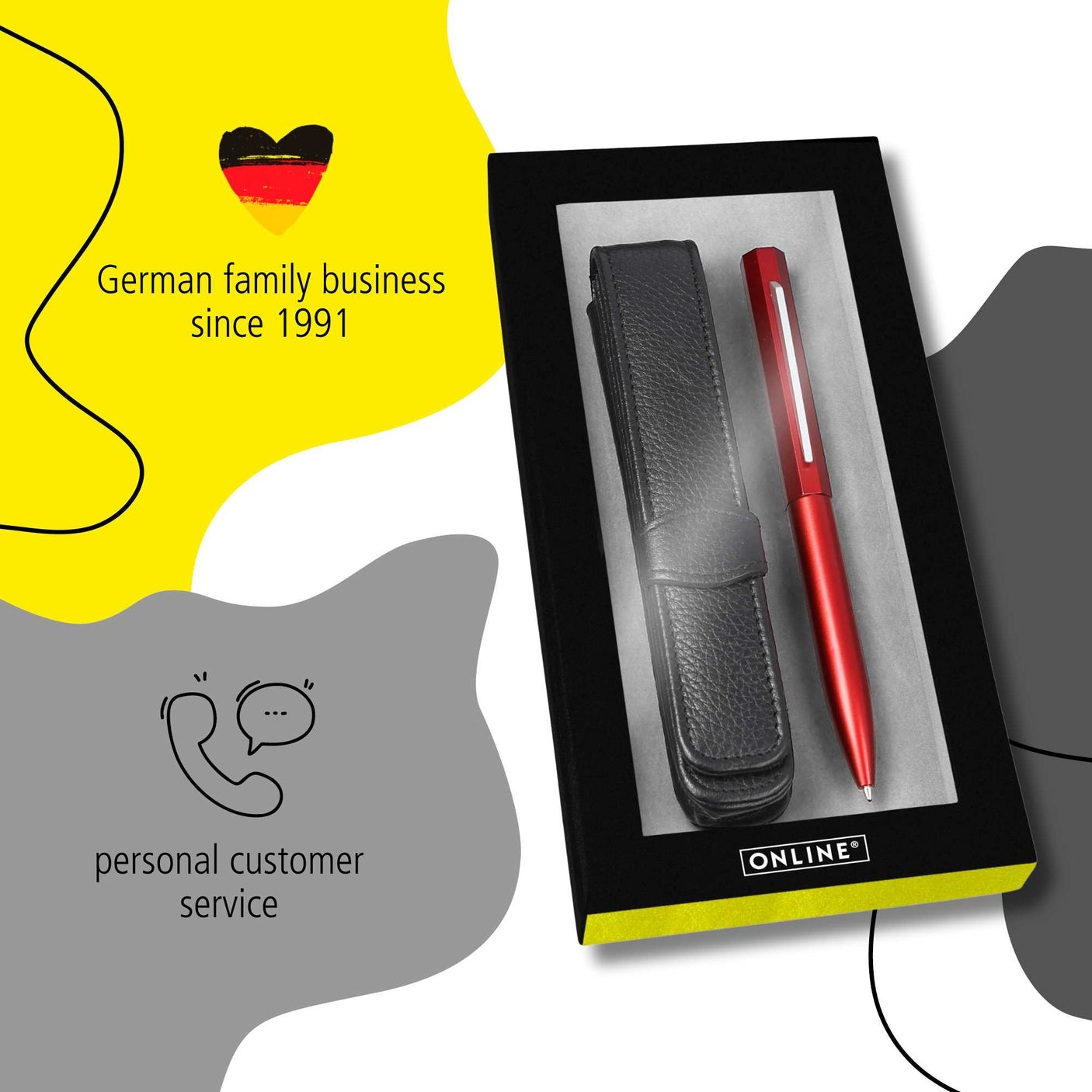 ONLINE Octopen Aluminum Ballpoint and Leather Case Gift Set Red