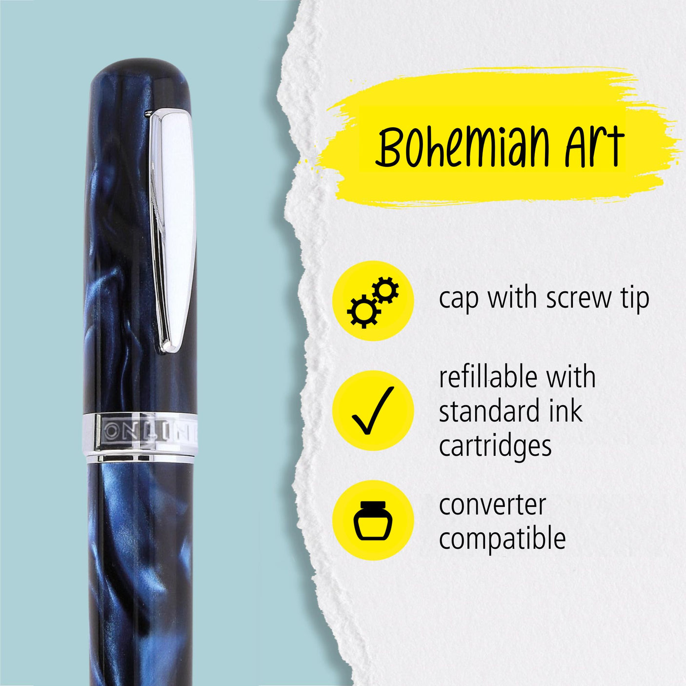 ONLINE Bohemian Art Fountain Pen Blue