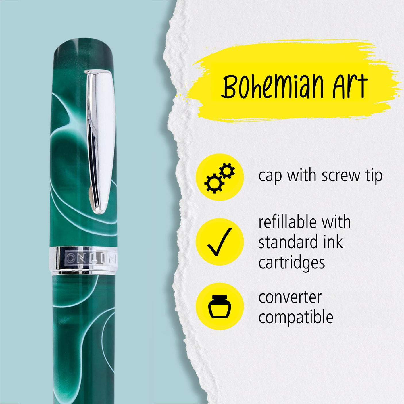 ONLINE Bohemian Art Fountain Pen Green