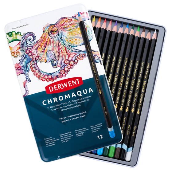 Derwent Chromaqua Watercolour Pencil Tin of 12