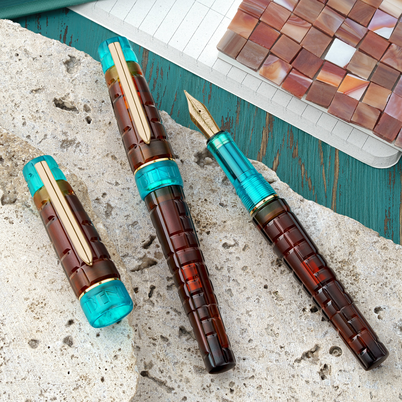 Benu Tessera Fountain Pen Ribbon Turquoise