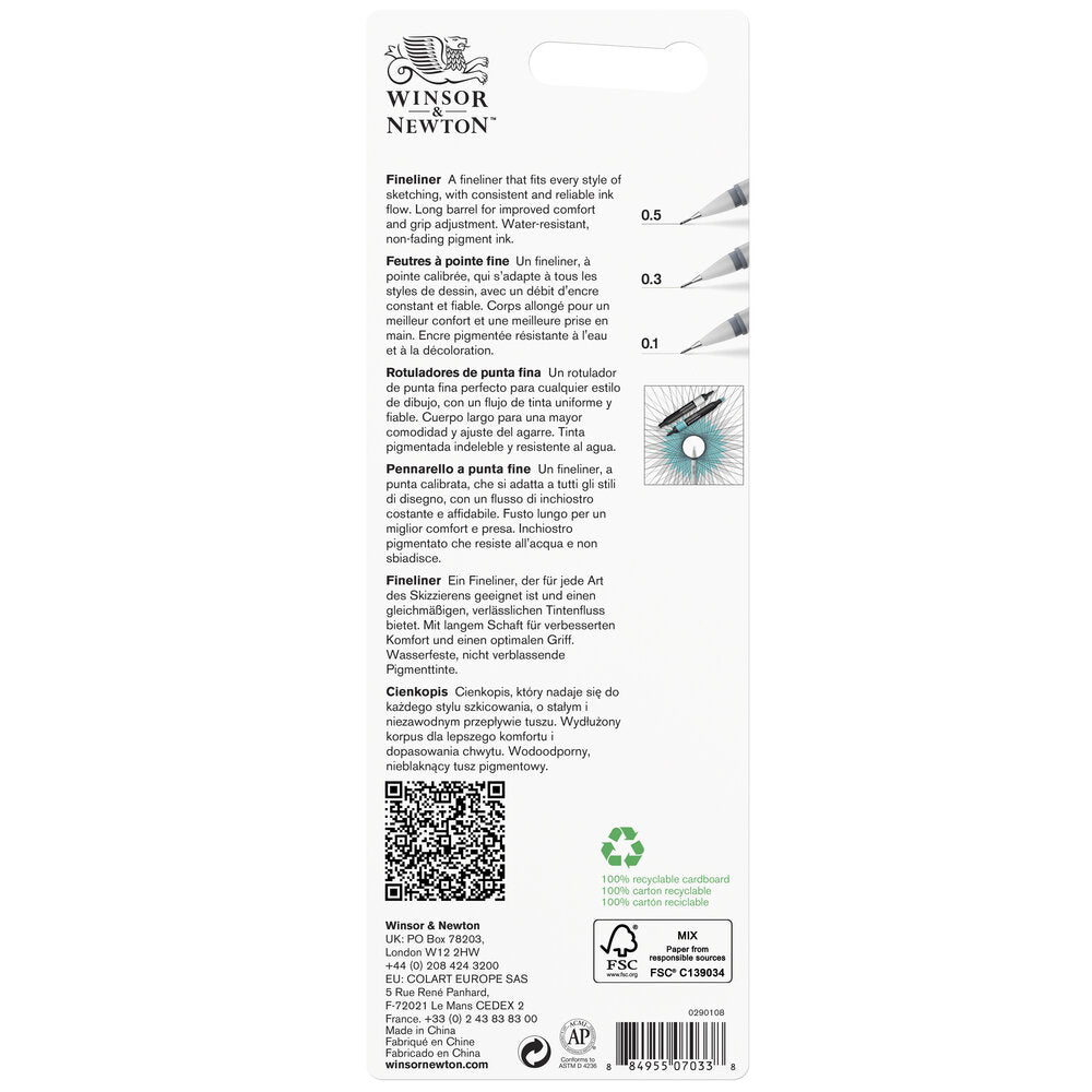 Winsor & Newton Fineliner Set of 3 Cool Grey