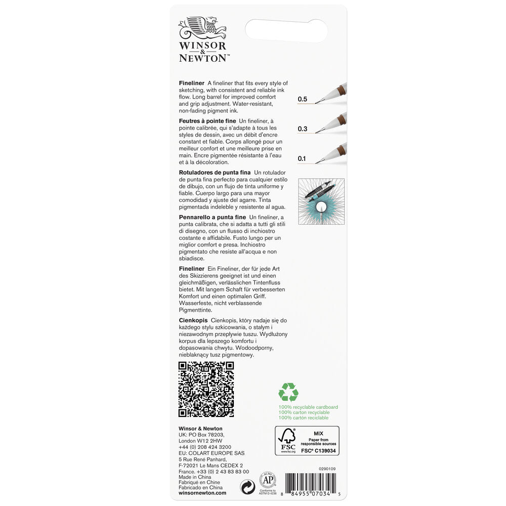 Winsor & Newton Fineliner Set of 3 Sepia