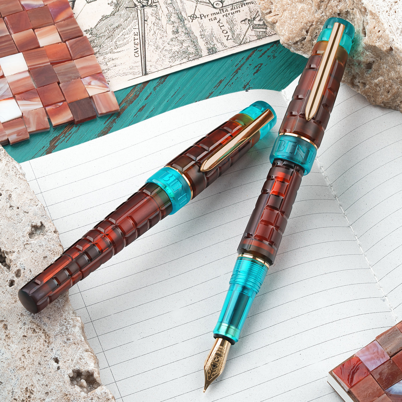 Benu Tessera Fountain Pen Ribbon Turquoise