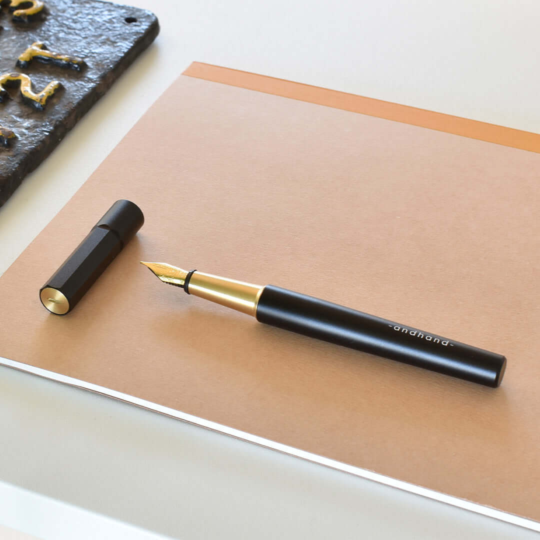 Andhand Method Fountain Pen Medium Nib Black and Brass by Andhand at Cult Pens