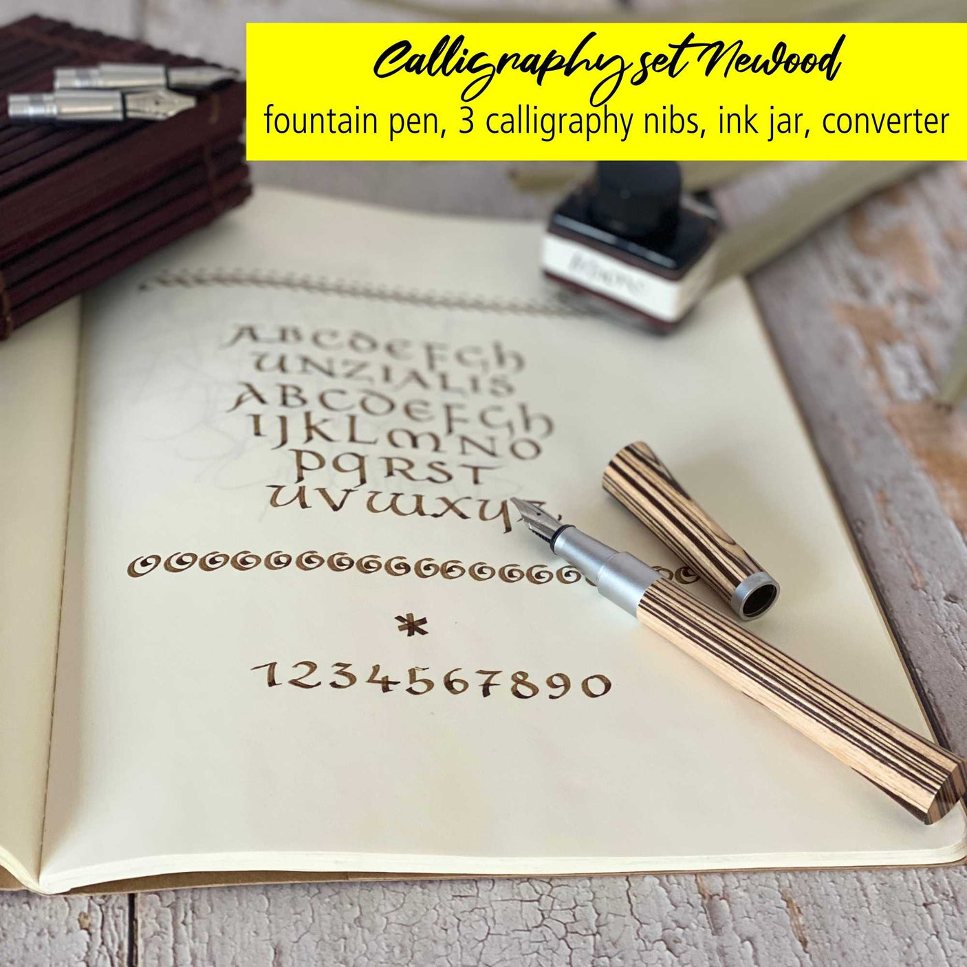 ONLINE Newood Calligraphy Fountain Pen Gift Set Black Wawa Wood