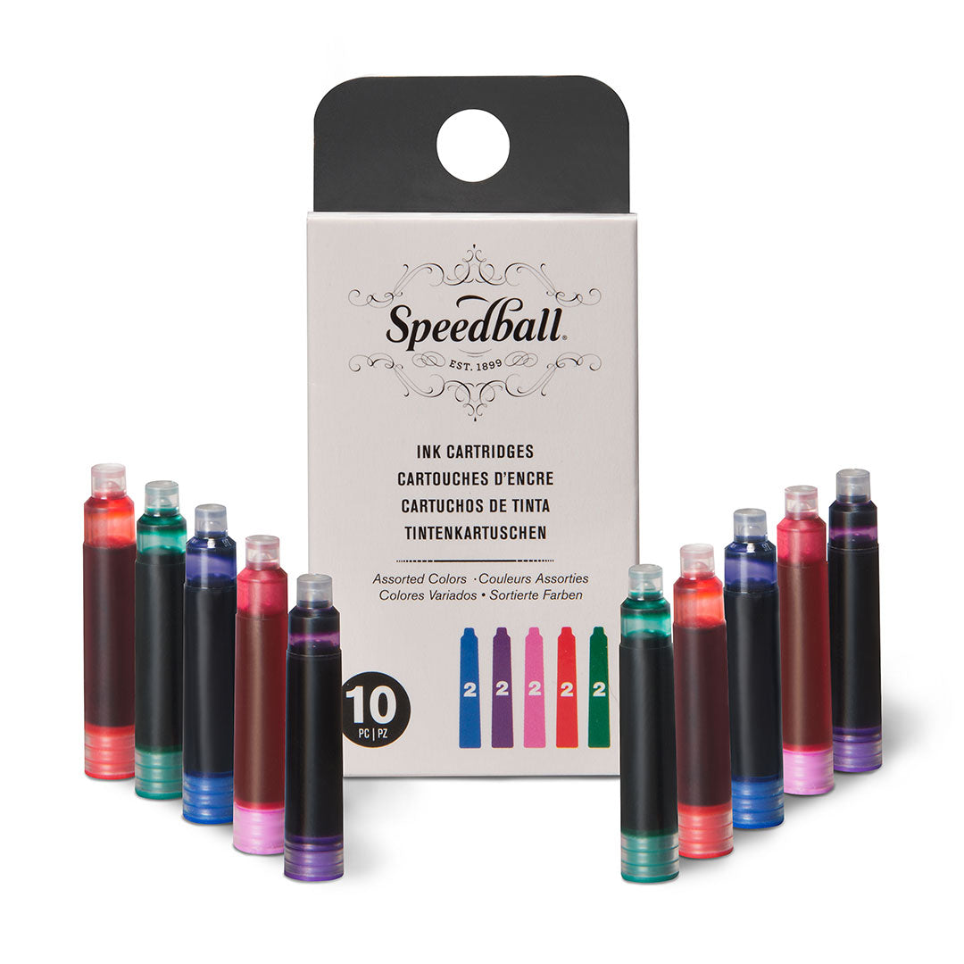 Speedball Fountain Pen Ink Cartridges Set Assorted Colours