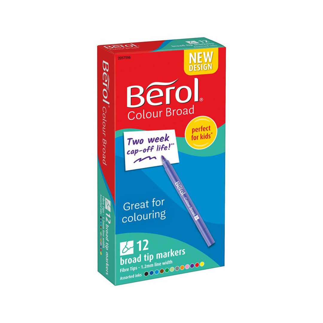 Berol Colourbroad Felt Pen Set of 12 Assorted