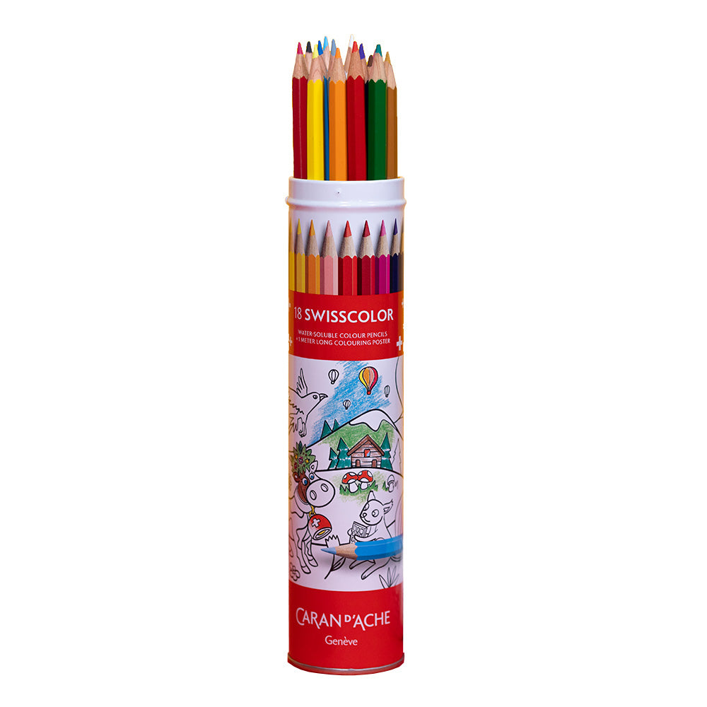 Caran d'Ache Swisscolor Water-Soluble Pencils Tube of 18