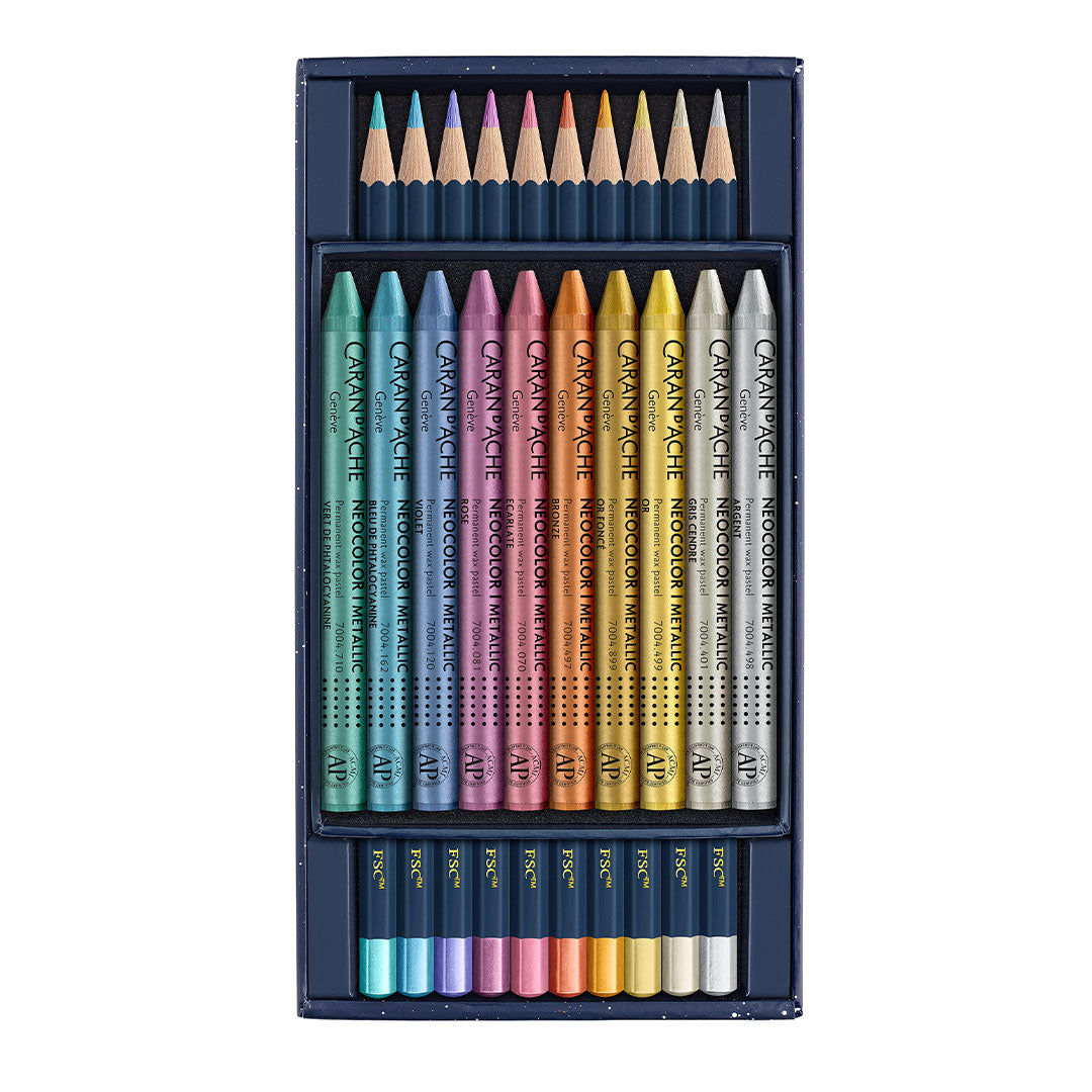 Caran d'Ache 20 Pencil Mixed Media Set Cosmic Blue