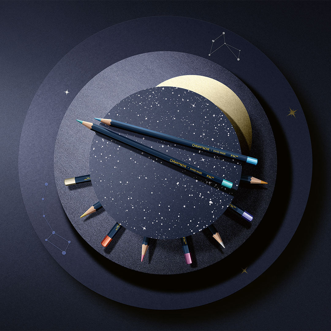 Caran d'Ache 10 Pencil Colour Set Cosmic Blue