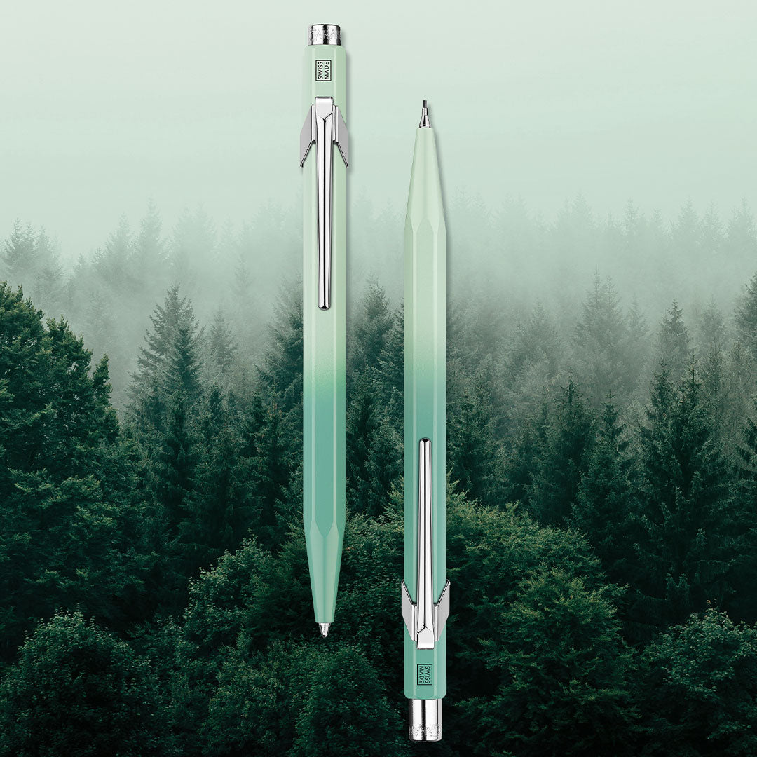 Caran d'Ache Special Edition 849 Ballpoint Pen & 844 Mechanical Pencil 0.5 mm Set Misty Forest