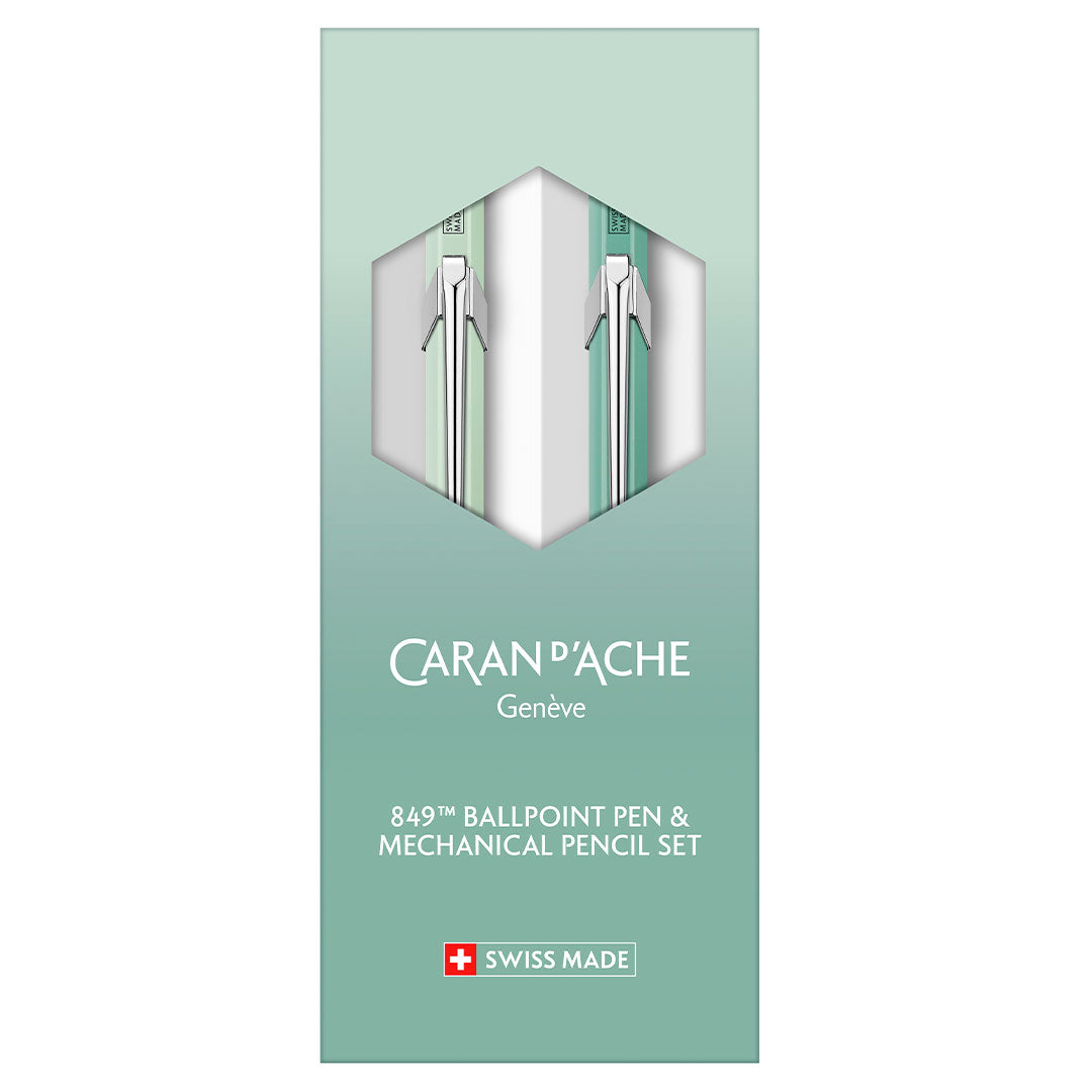 Caran d'Ache Special Edition 849 Ballpoint Pen & 844 Mechanical Pencil 0.5 mm Set Misty Forest