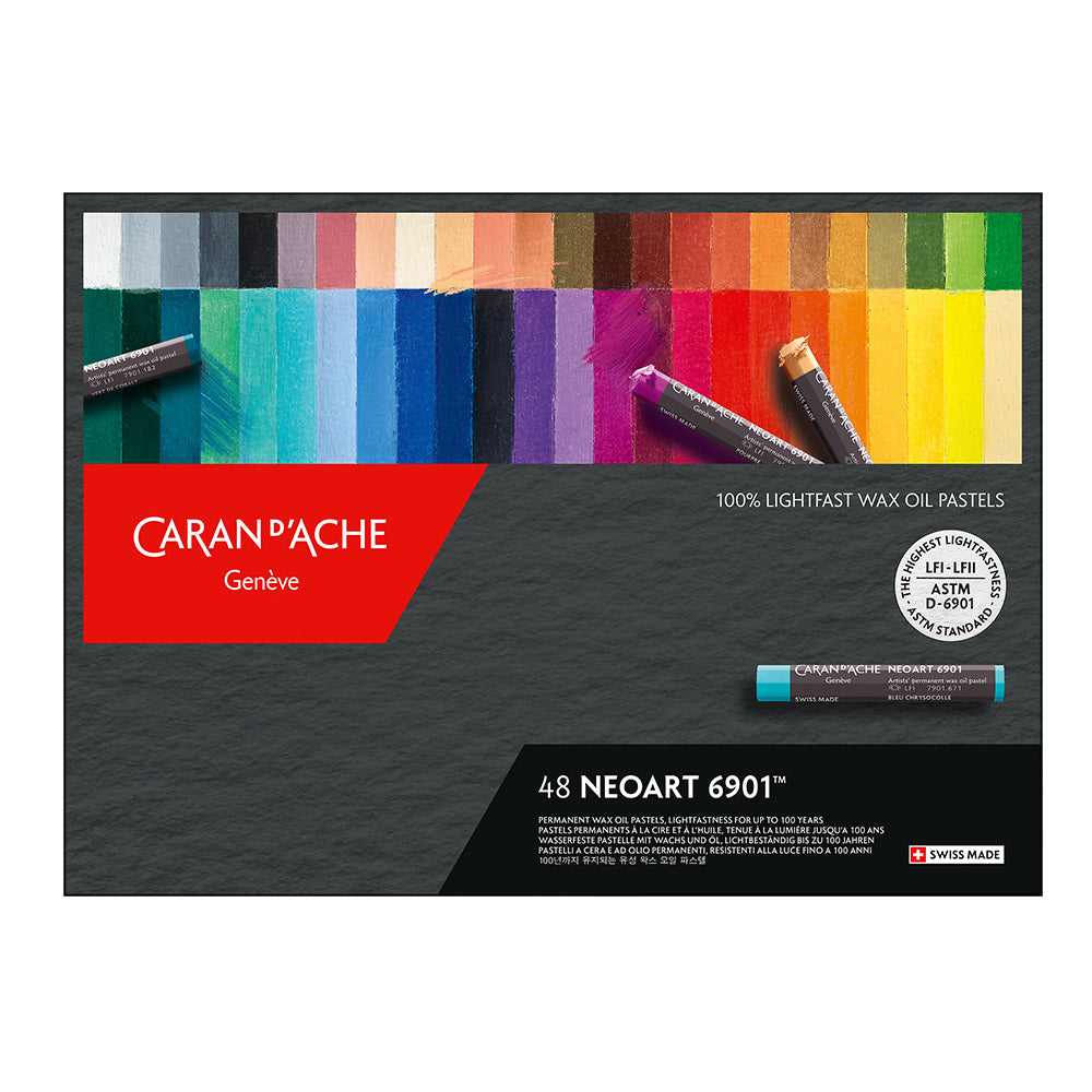 Caran d'Ache Neoart 6901 Professional Water Resistant Wax Oil Pastels Box of 48