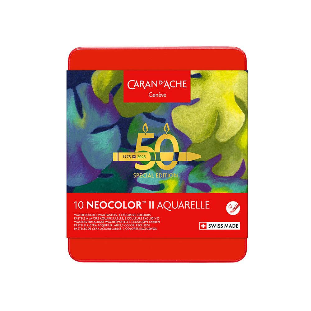 Caran d'Ache Neocolor II Water Soluble Wax Pastels 50 Years Special Edition Set of 10 Lush