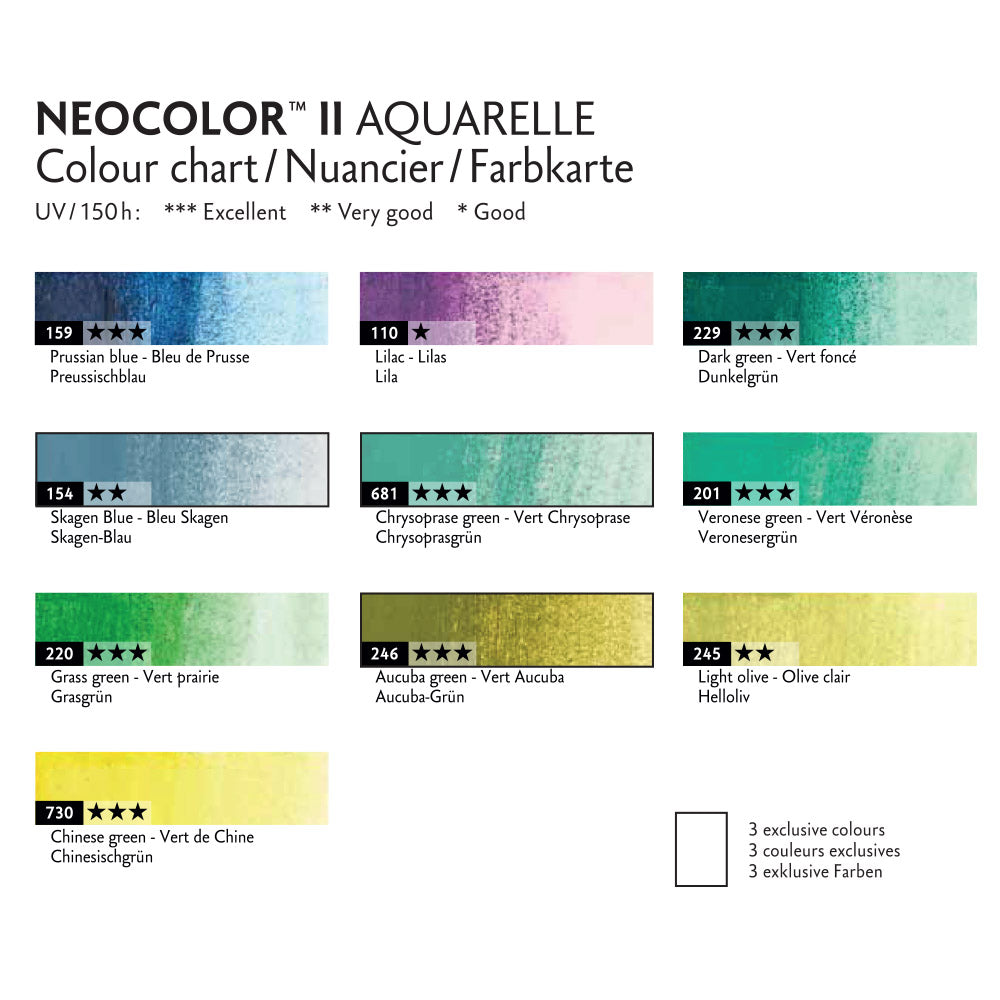 Caran d'Ache Neocolor II Water Soluble Wax Pastels 50 Years Special Edition Set of 10 Lush