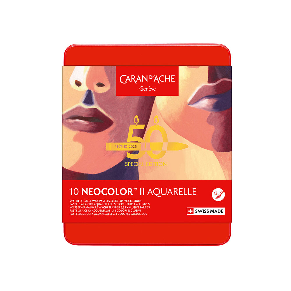 Caran d'Ache Neocolor II Water Soluble Wax Pastels 50 Years Special Edition Set of 10 Portrait