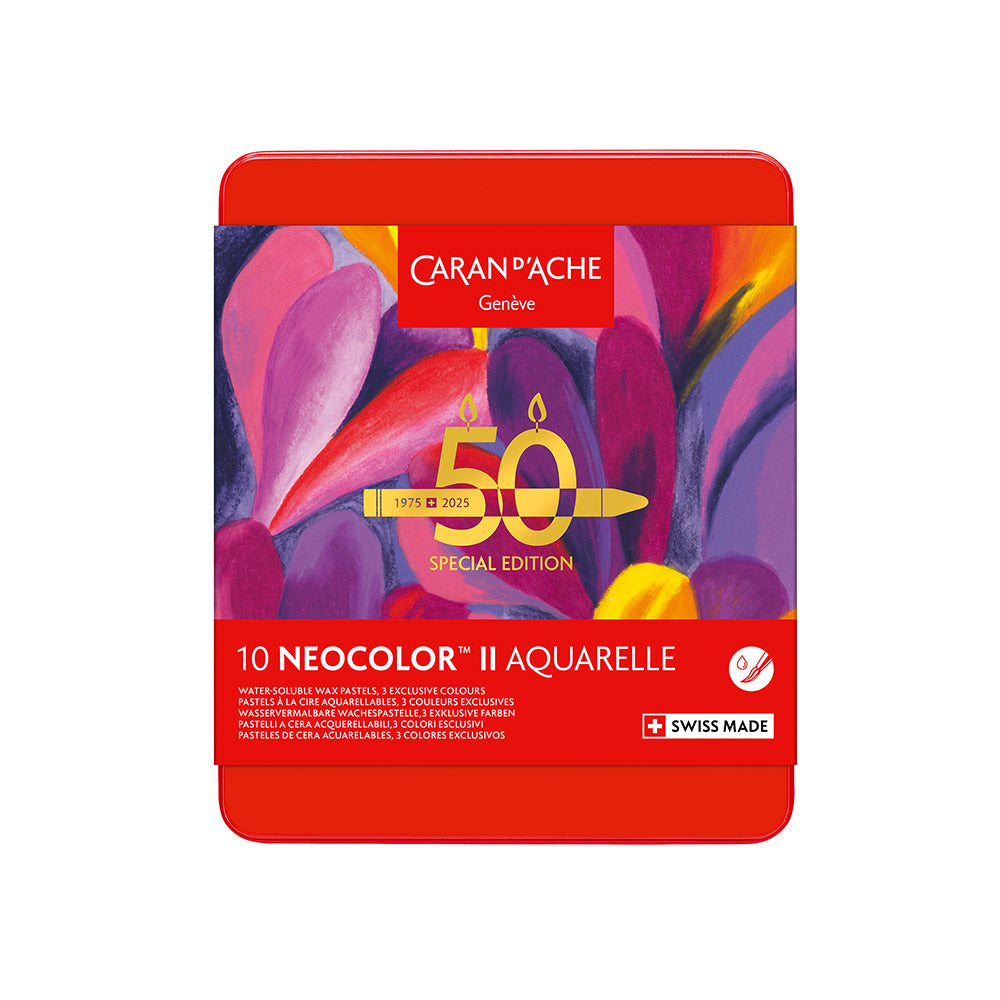 Caran d'Ache Neocolor II Water Soluble Wax Pastels 50 Years Special Edition Set of 10 Pop