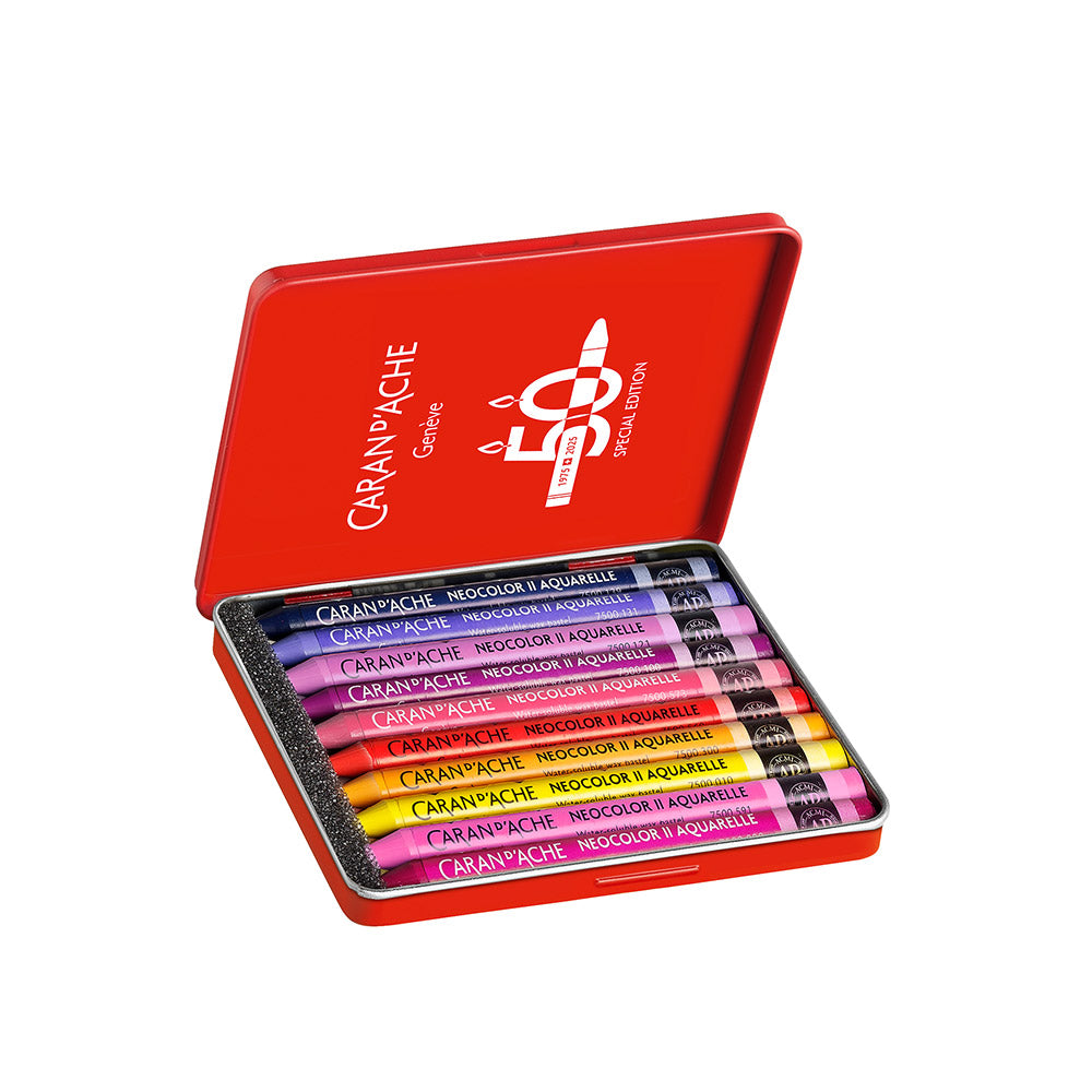 Caran d'Ache Neocolor II Water Soluble Wax Pastels 50 Years Special Edition Set of 10 Pop