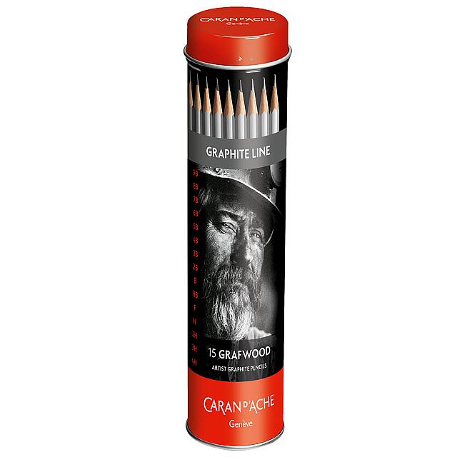 Caran d'Ache Grafwood Graphite Pencils Tin of 15 by Caran d'Ache at Cult Pens