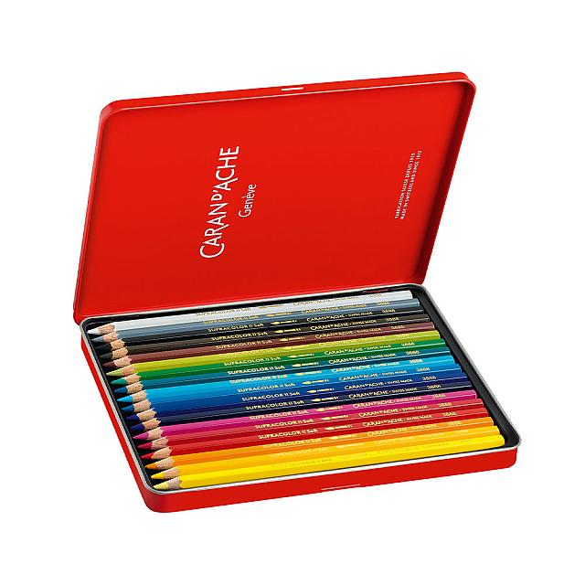 Caran d'Ache Supracolor Water Soluble Pencils Assorted Tin of 18 by Caran d'Ache at Cult Pens