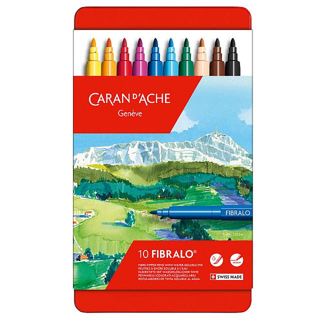 Caran d'Ache Fibralo Fibre Tip Pen Tin of 10 by Caran d'Ache at Cult Pens