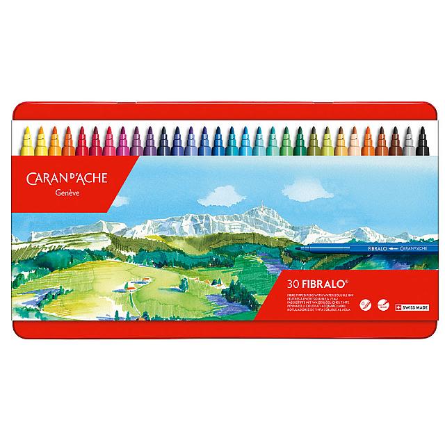 Caran d'Ache Fibralo Fibre Tip Pen Tin of 30 by Caran d'Ache at Cult Pens