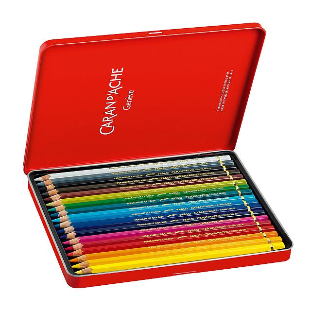 Caran d'Ache Pablo Artists Permanent Colour Pencil Assorted Tin of 18 by Caran d'Ache at Cult Pens