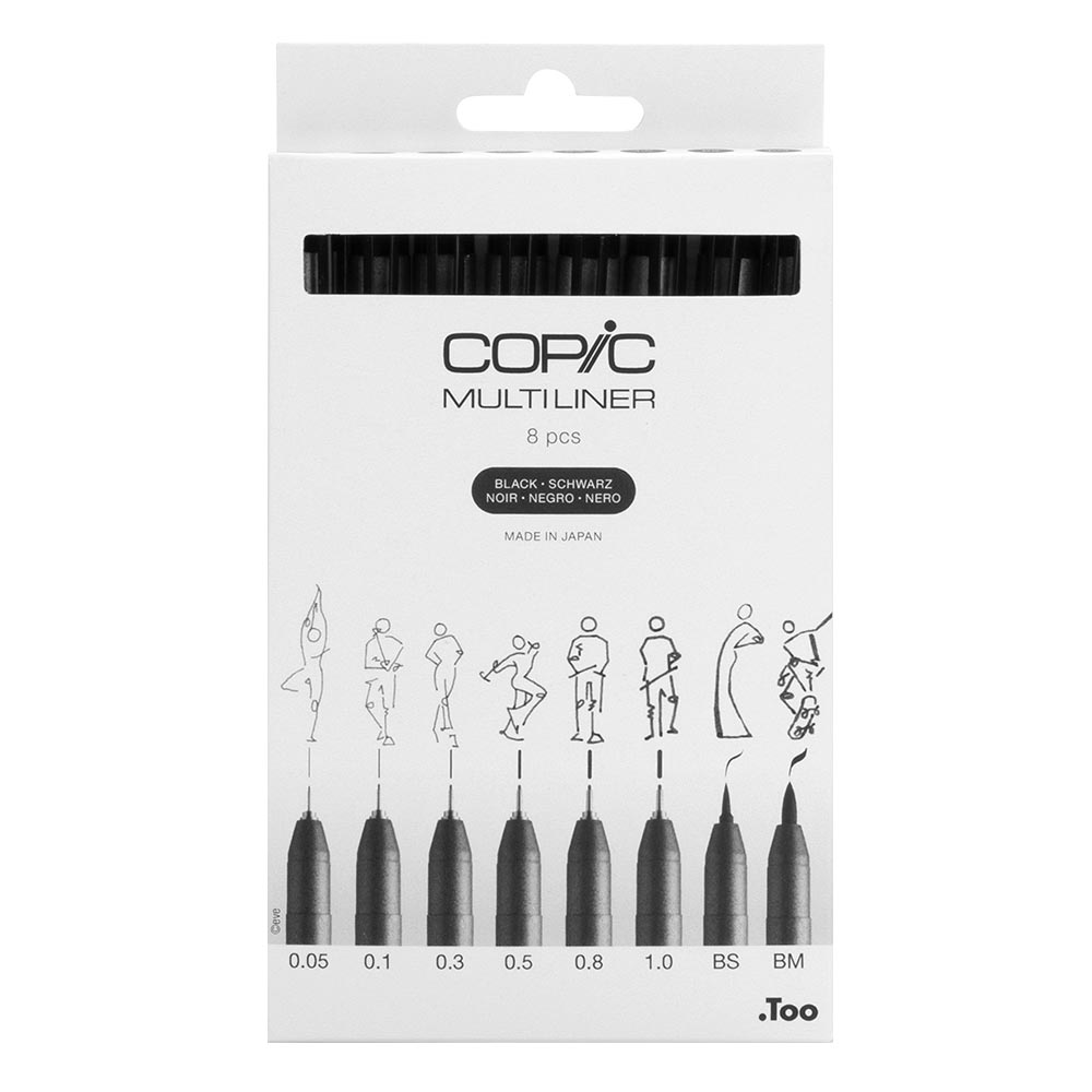 Copic MultiLiner Drawing Pen Set of 8 Black
