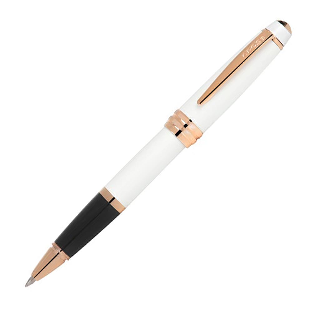 Cross Bailey Rollerball Pen White Lacquer with Rose Gold Trim