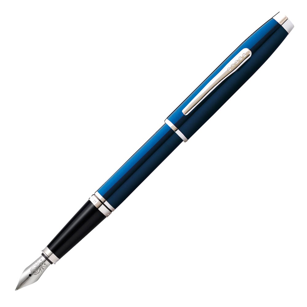 Cross Coventry Fountain Pen Blue Lacquer with Chrome Trim Fine Nib