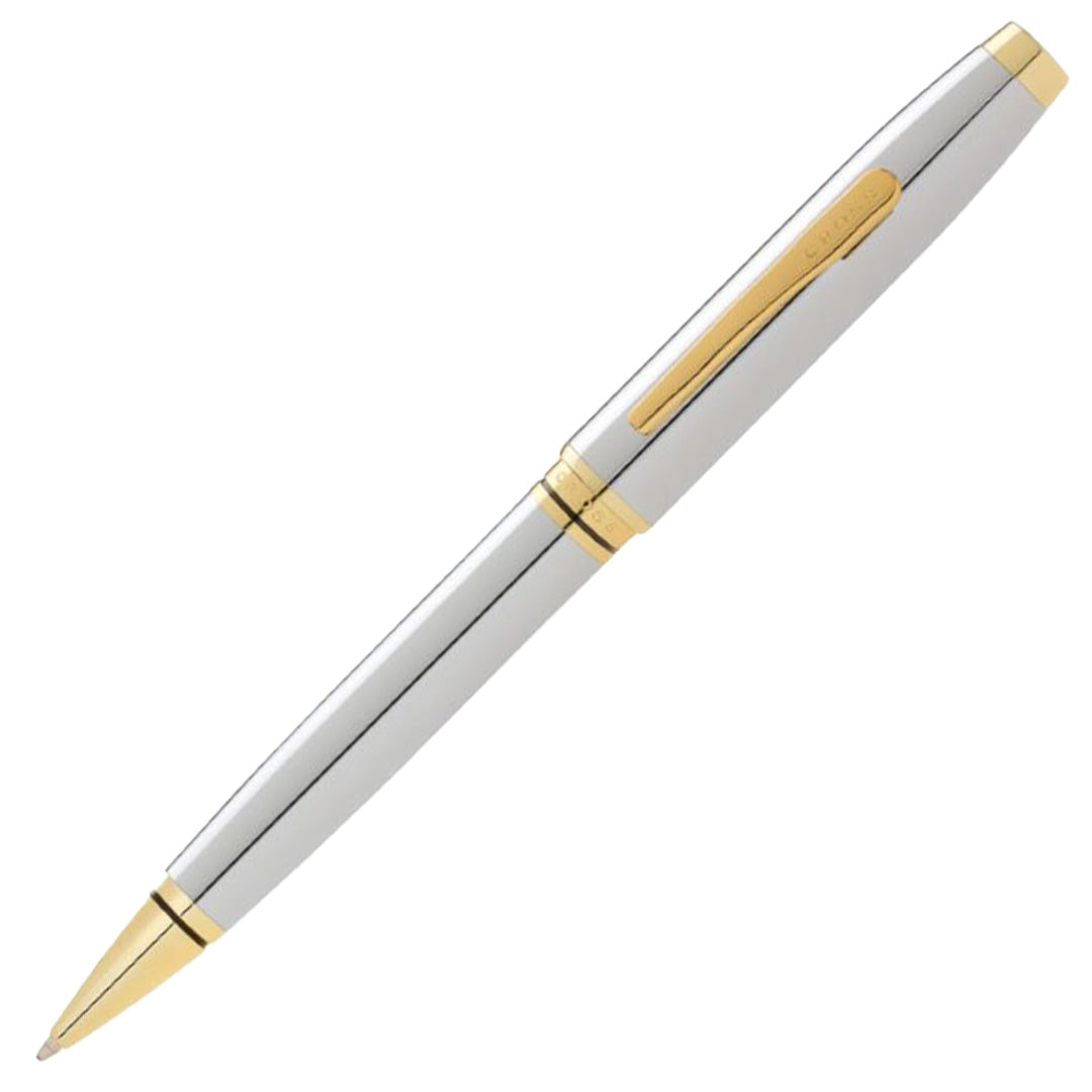 Cross Coventry Ballpoint Pen Polished Chrome with Gold Trim