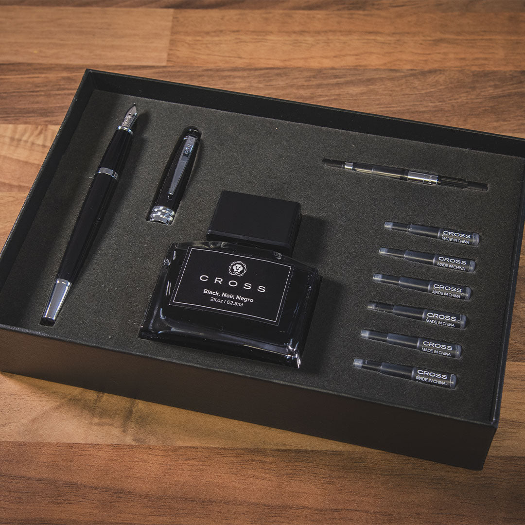 Cross Bailey Fountain Pen & Ink Set Black