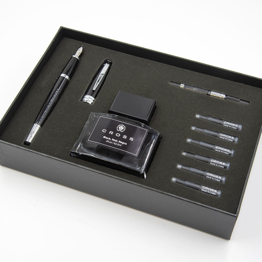 Cross Bailey Fountain Pen & Ink Set Black