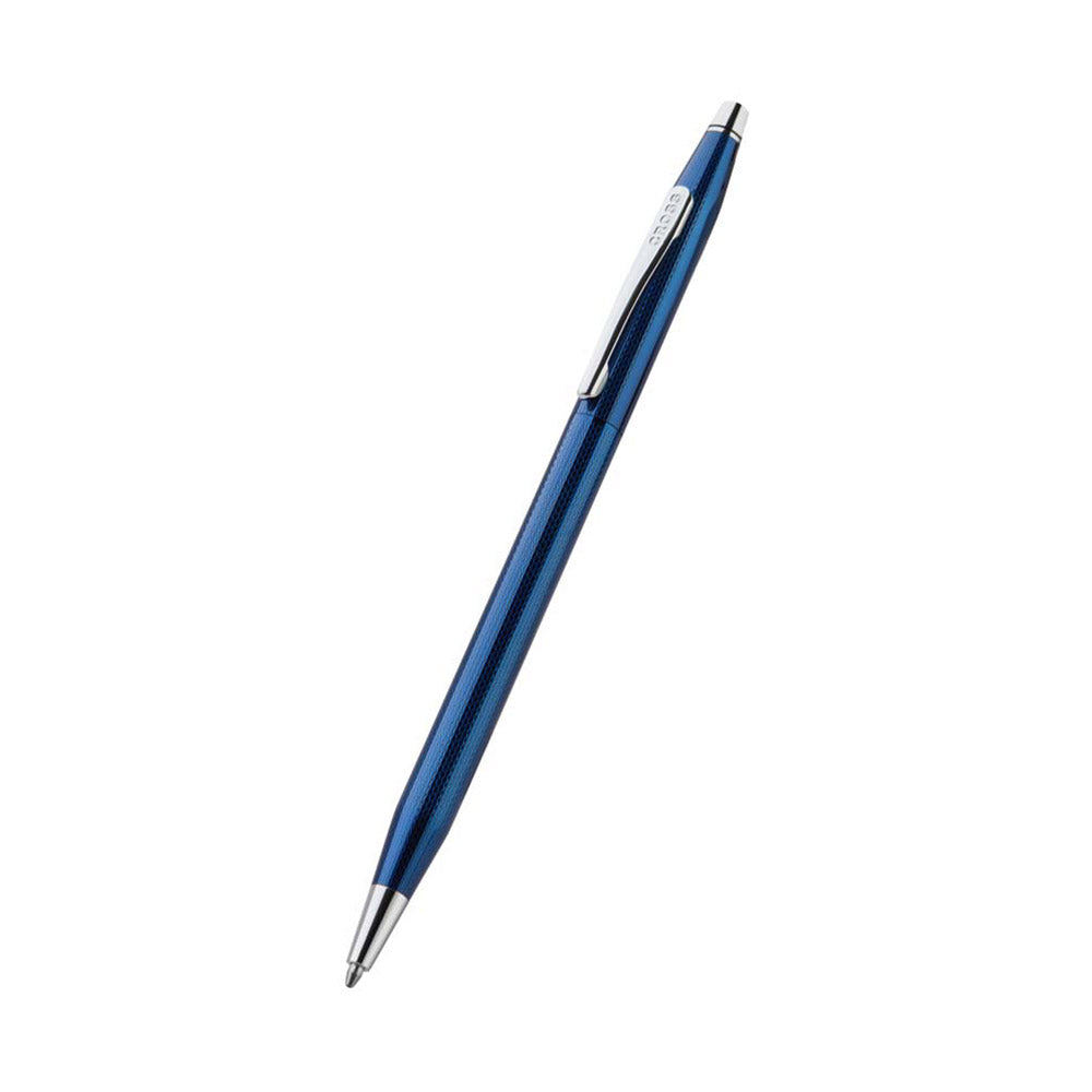 Cross Classic Century Polished Translucent Cobalt Blue Engraved Diamond Pattern Ballpoint Pen