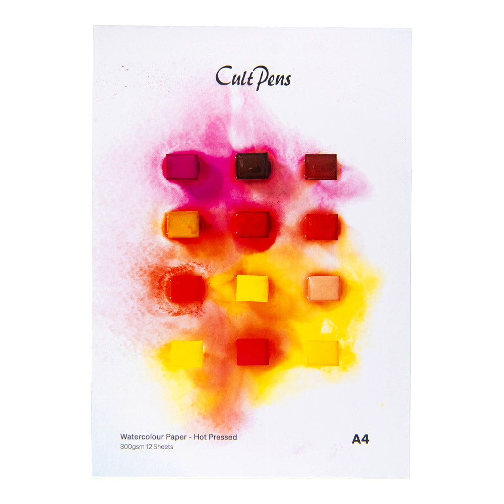 Cult Pens Hot Pressed Watercolour Pad A4 300gsm 12 Sheets
