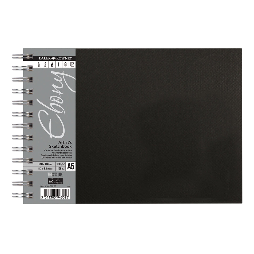 Daler-Rowney Ebony Wirebound Sketchbook A5 Landscape 160G 54 Sheets