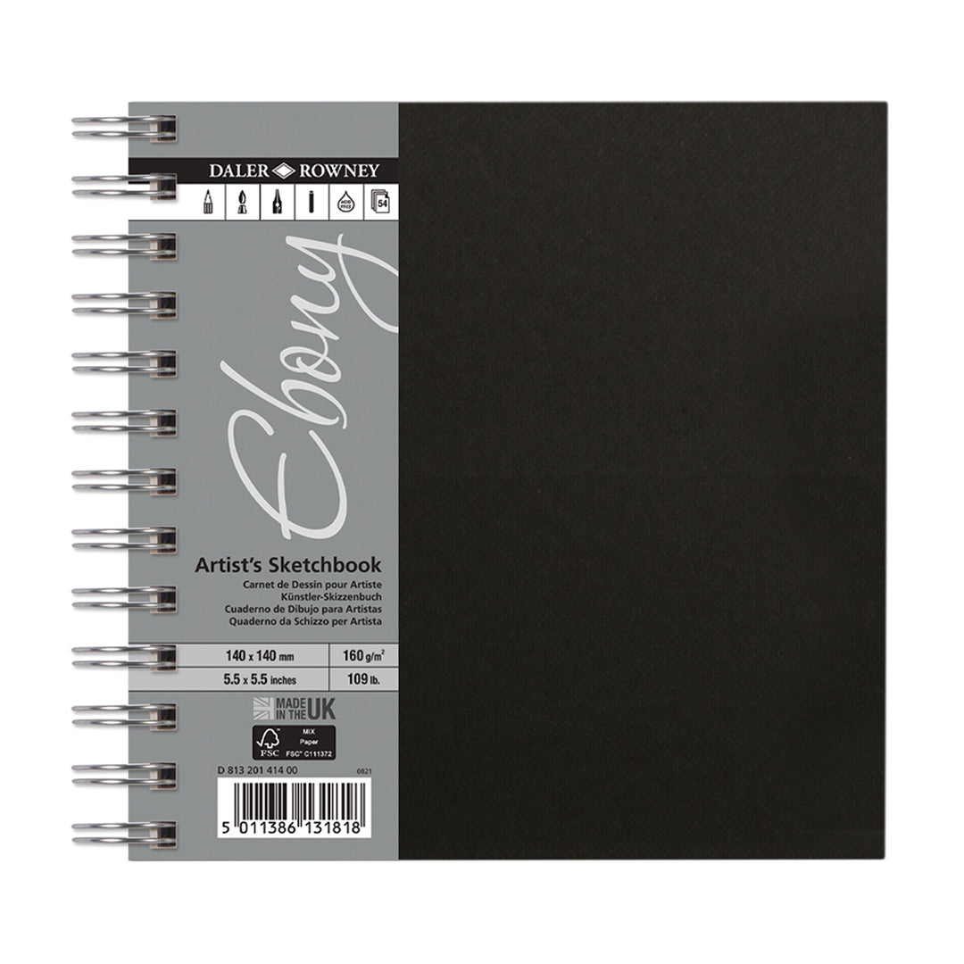 Daler-Rowney Ebony Wirebound Sketchbook 140x140mm 160G 54 Sheets