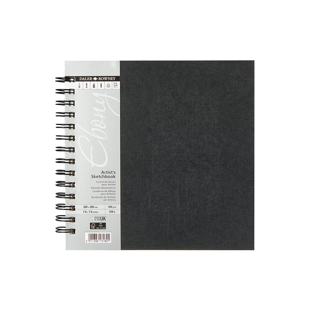 Daler-Rowney Ebony Wirebound Sketchbook 200x200mm 160G 54 Sheets