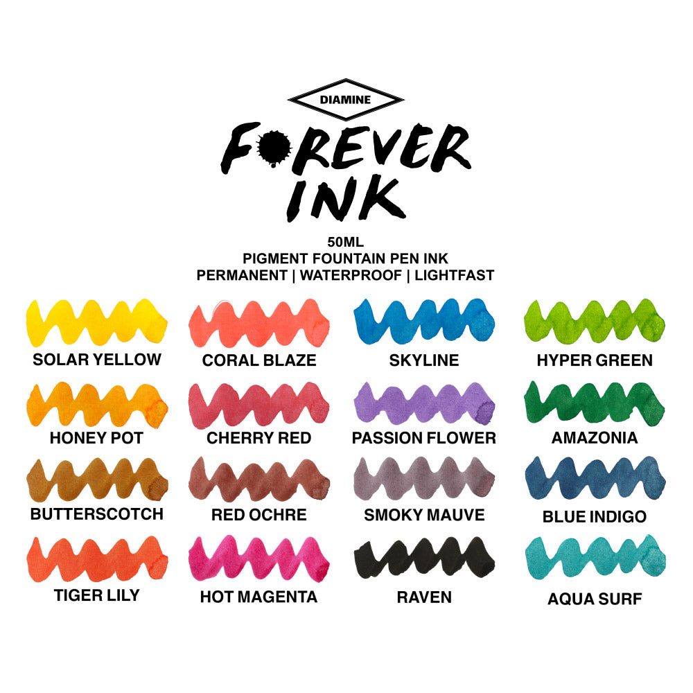 Diamine Forever Ink Permanent Pigment Fountain Pen Ink 50ml